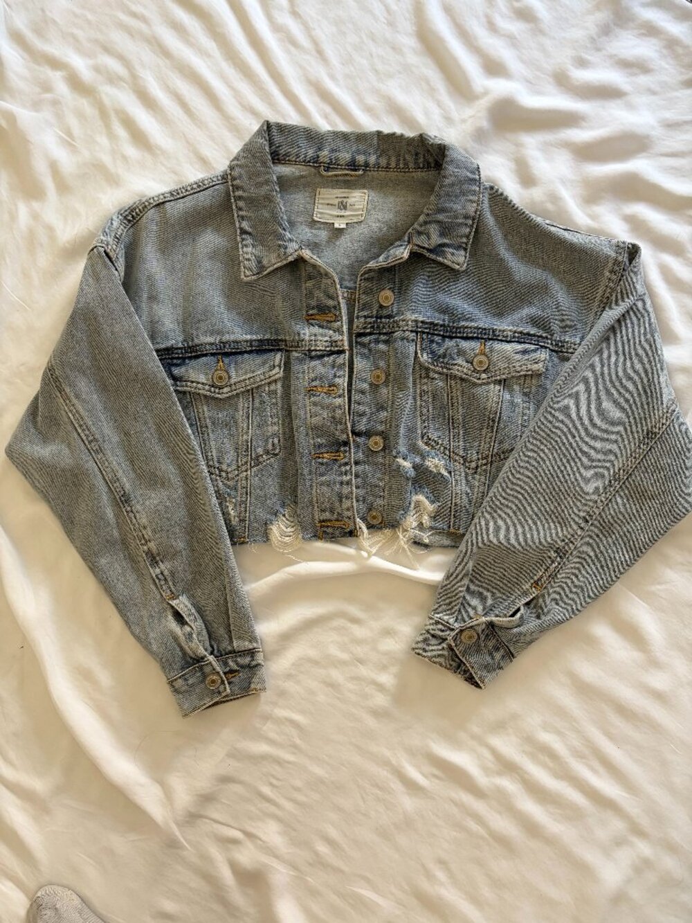 NWOT Cropped Denim Jacket Size S